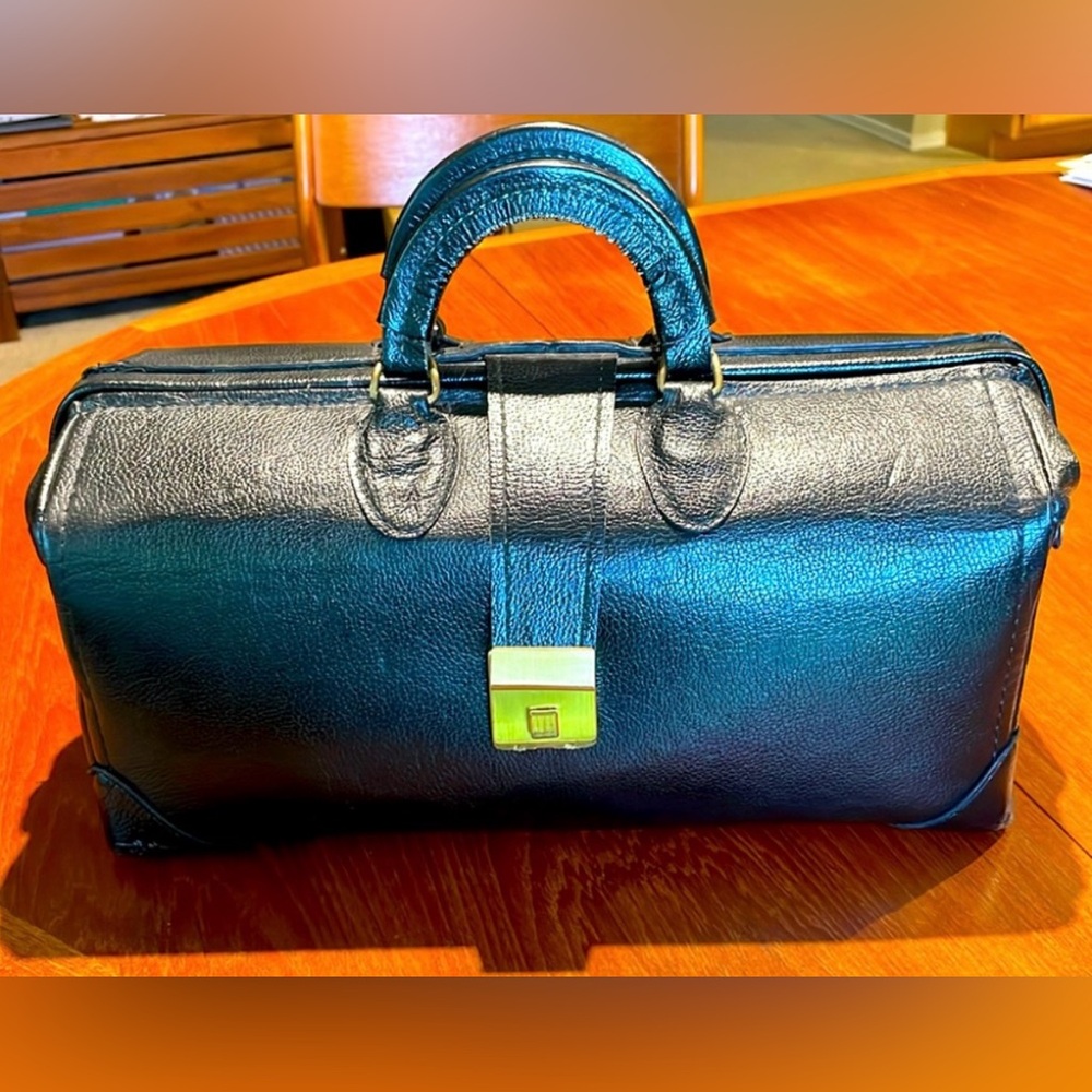 Gladstone doctor bag black leather medical house call bag